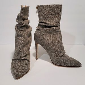 Beige Tweed  Slouch Booties
